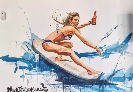 Surfer Girl Painting at Kokomo Beach Bar